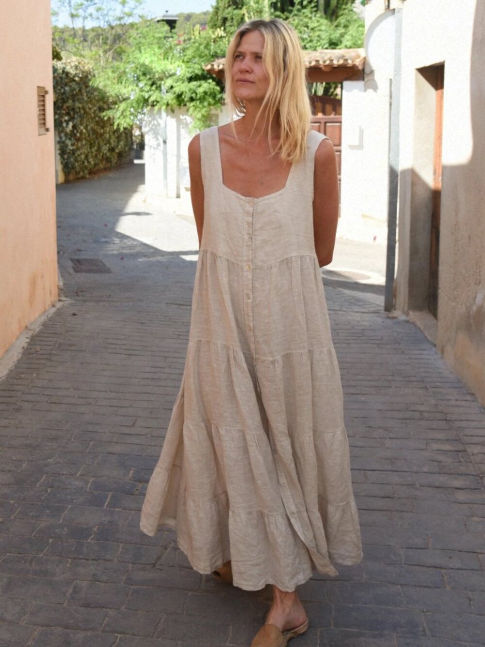Beachwood Baby Linen Willow Dress in Moon